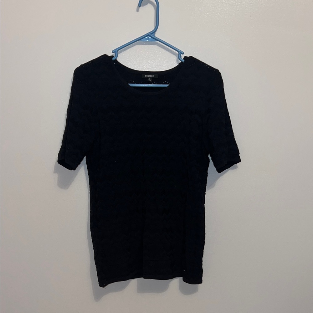 Premise Black Textured Short Sleeve Tee